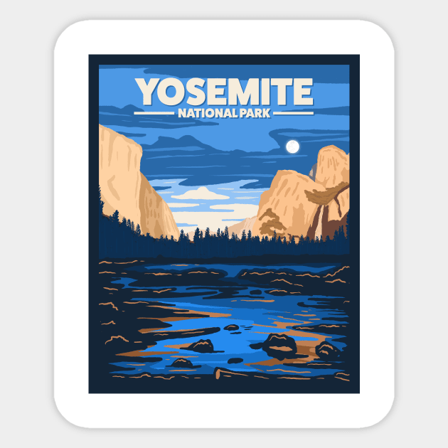 Yosemite National Park Sticker by nicholashugginsdesign